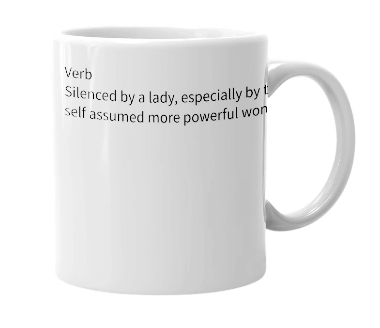 White mug with the definition of 'Manmohaned'