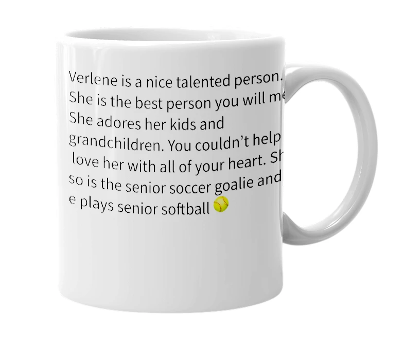 White mug with the definition of 'verlene'