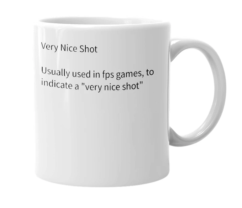 White mug with the definition of 'vns'