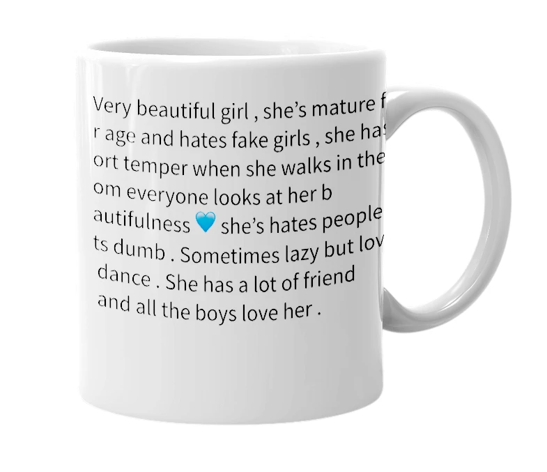 White mug with the definition of 'Timia'