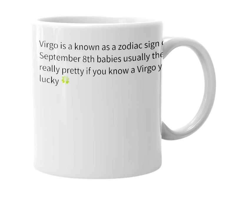 White mug with the definition of 'Virgo'