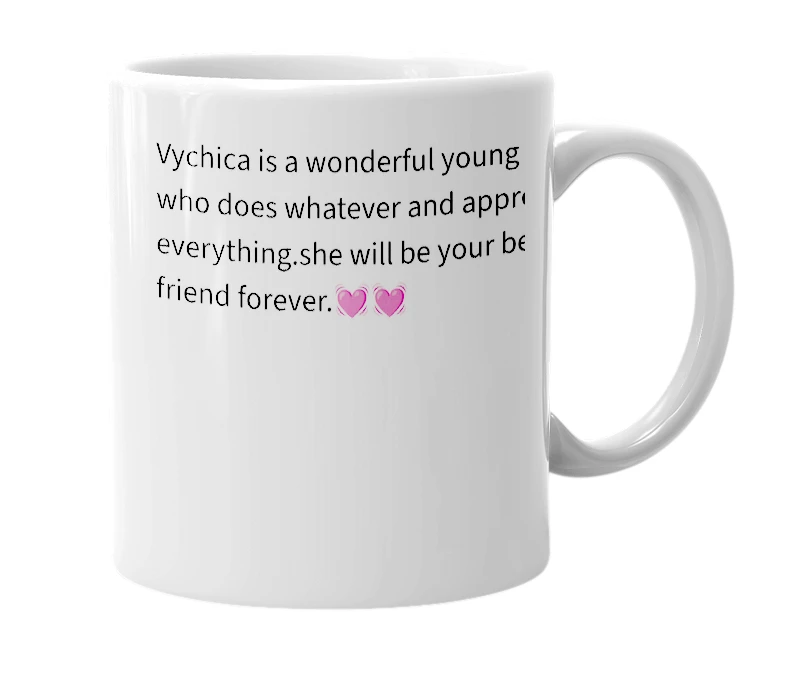 White mug with the definition of 'vyshica'
