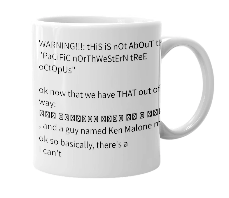White mug with the definition of 'the octopus tree'