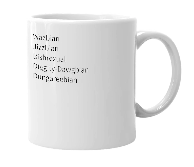 White mug with the definition of 'WJBDD'