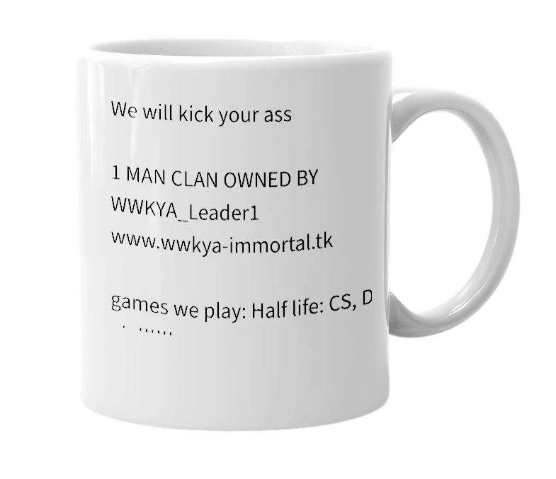 White mug with the definition of 'WWKYA'