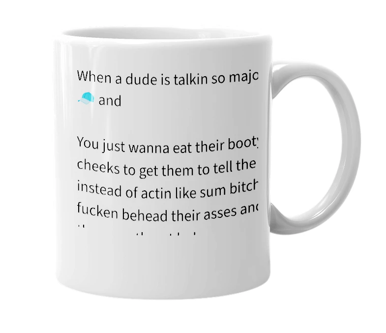 White mug with the definition of 'Major Cappage'