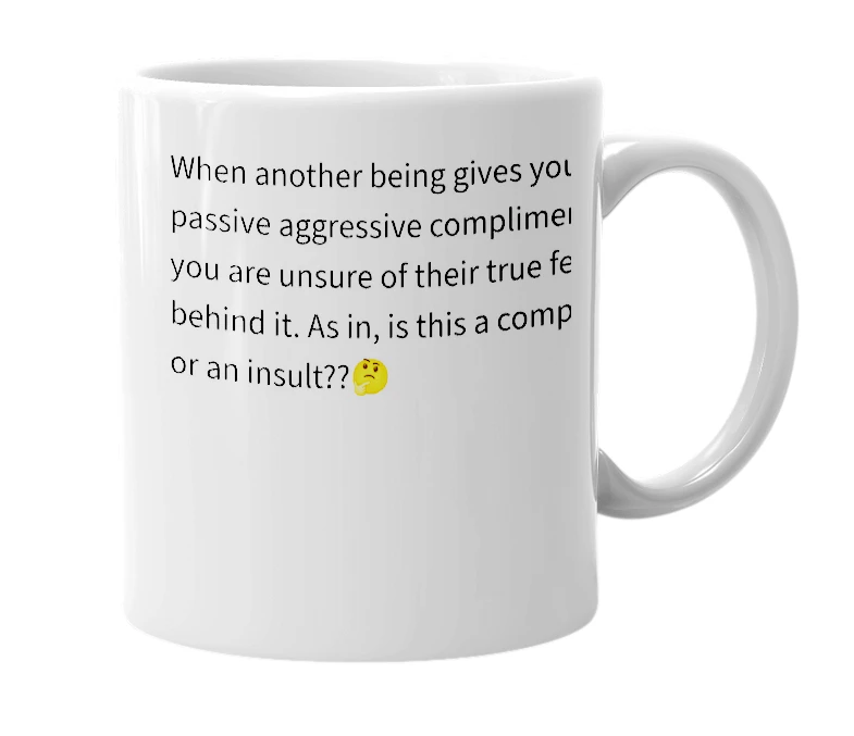 White mug with the definition of 'fuck you/thank you'