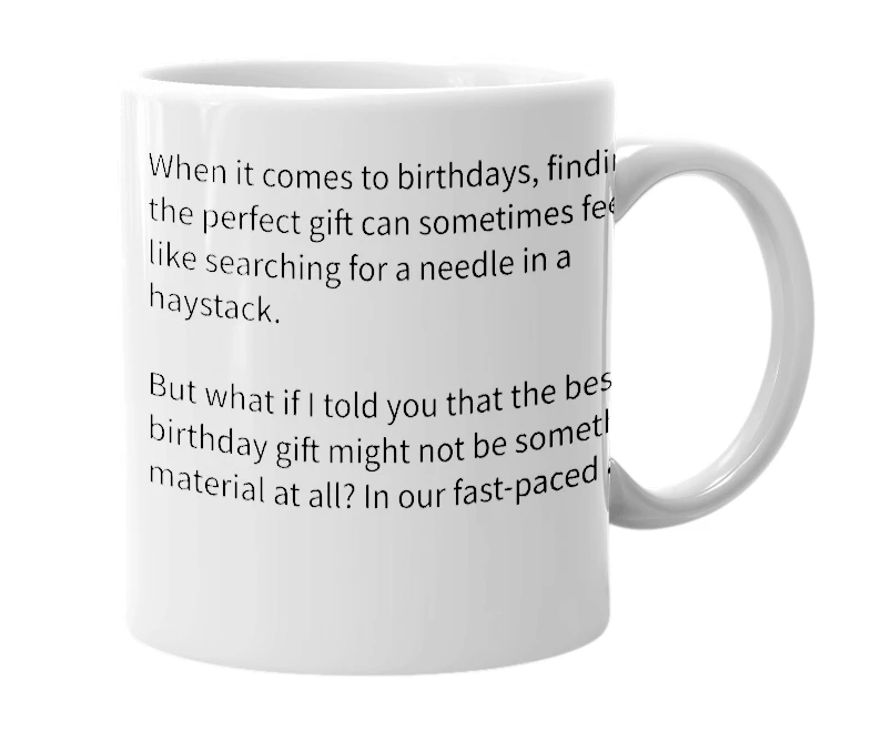 White mug with the definition of 'Birthday Gift'