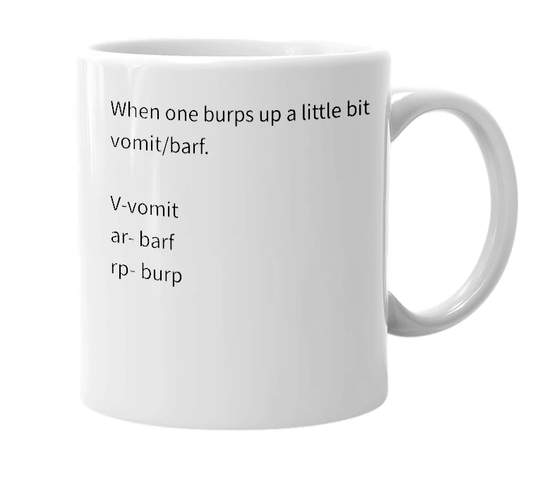 White mug with the definition of 'Varp'
