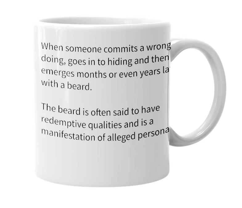 White mug with the definition of 'Redemption Beard'