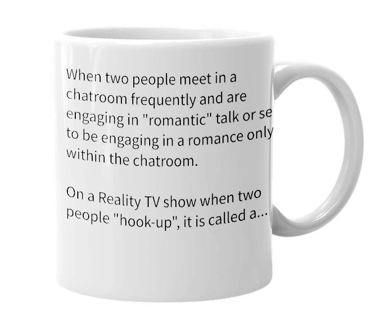 White mug with the definition of 'Chatmance'