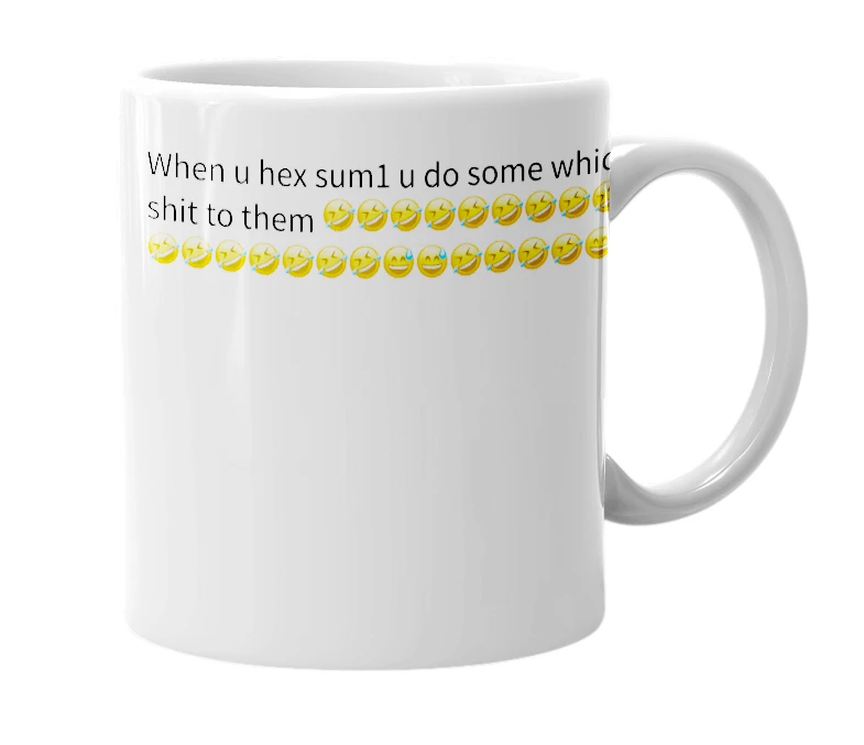 White mug with the definition of 'Hexxing'