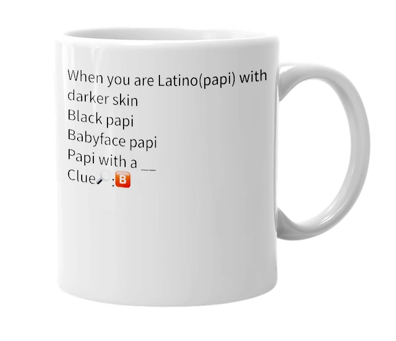 White mug with the definition of 'Bapi'
