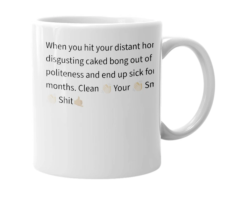 White mug with the definition of 'Bongchritis'
