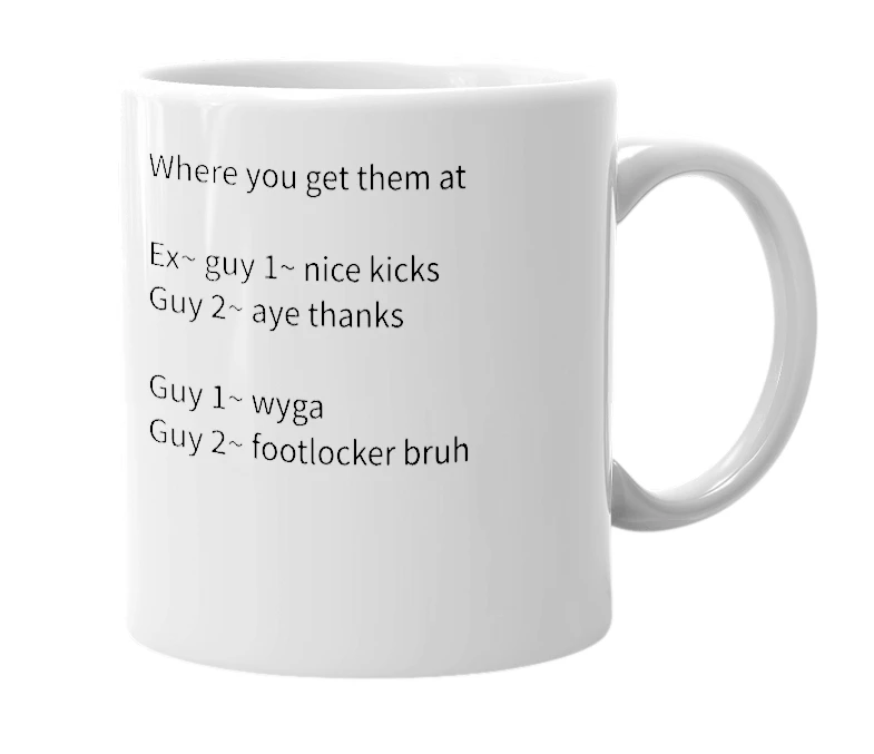 White mug with the definition of 'wyga'