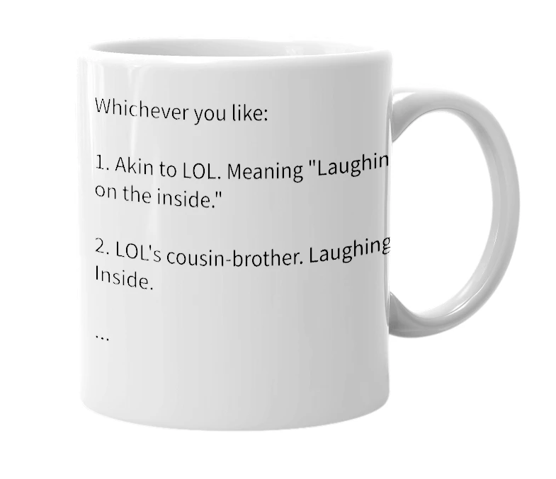 White mug with the definition of 'Loi'