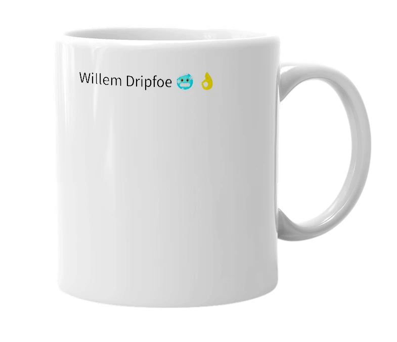 White mug with the definition of 'Willem Dripfoe 🥶 👌'