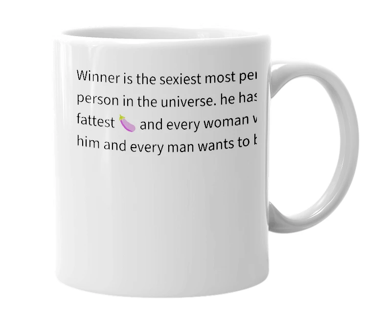 White mug with the definition of 'Winner'