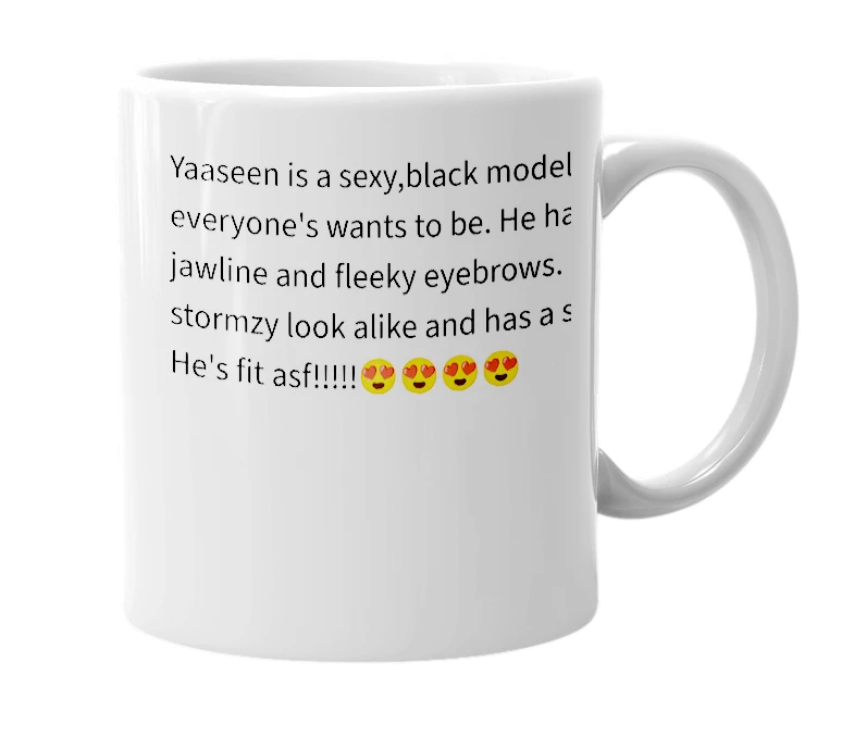White mug with the definition of 'yaaseen'