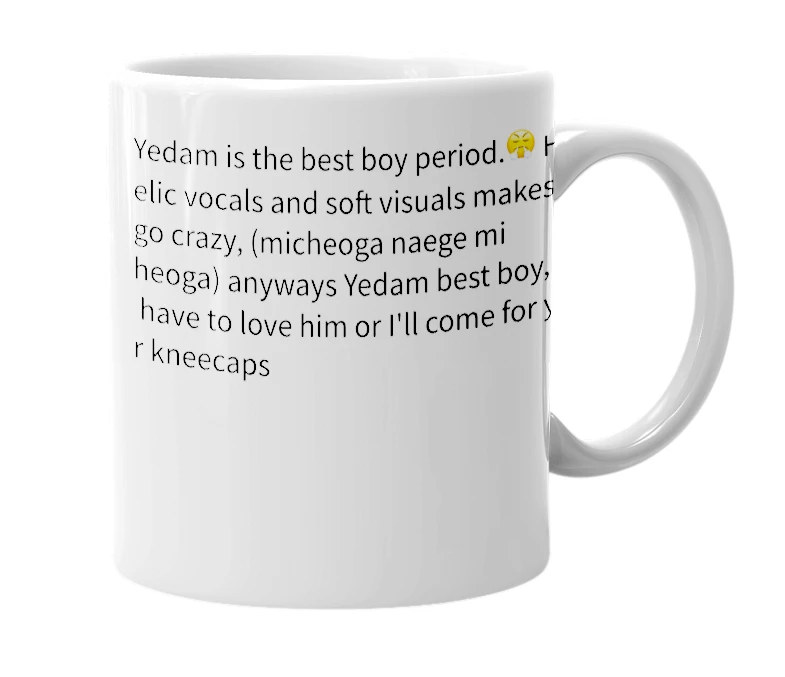 White mug with the definition of 'Yedam'