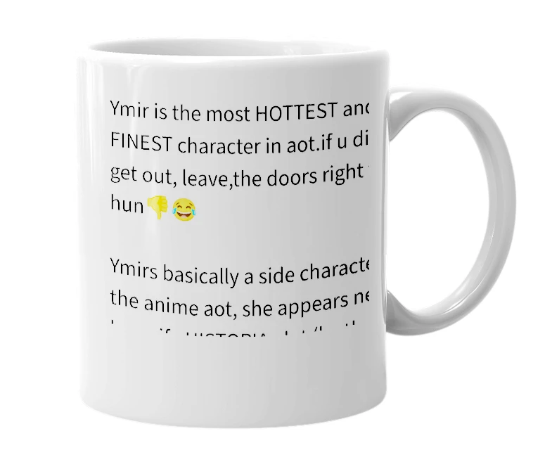White mug with the definition of 'Ymir'