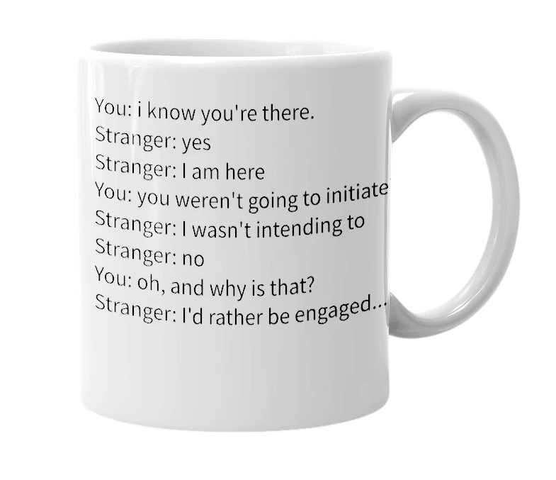 White mug with the definition of 'omegle'