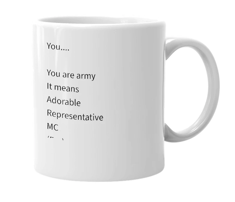 White mug with the definition of 'BTS army'