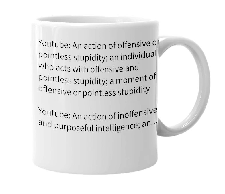 White mug with the definition of 'Youtube'