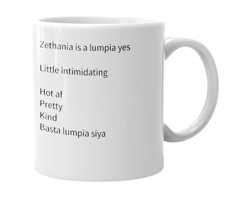White mug with the definition of 'zethania'