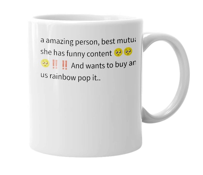 White mug with the definition of 'marcowithboobs'