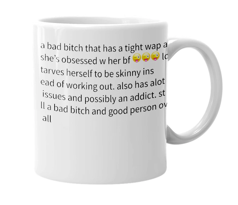 White mug with the definition of 'yaneli'