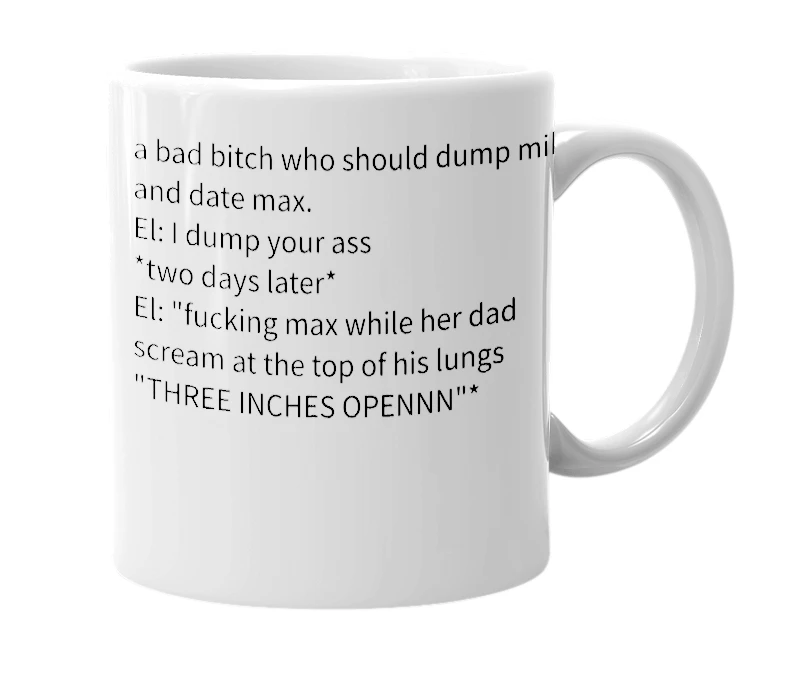 White mug with the definition of 'eleven'
