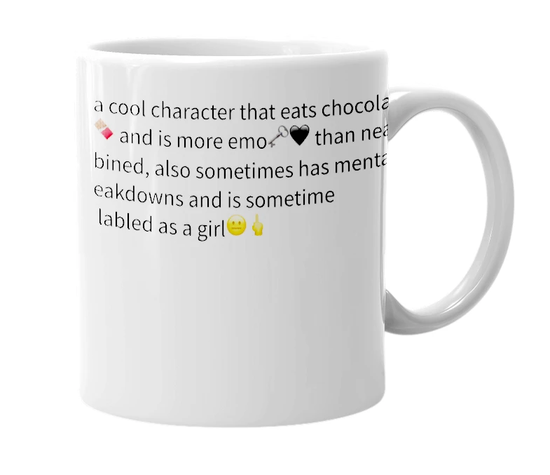 White mug with the definition of 'Mello'