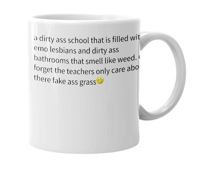 White mug with the definition of 'Safety Harbor Middle School'