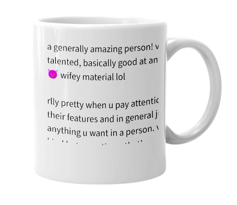 White mug with the definition of 'simrika'