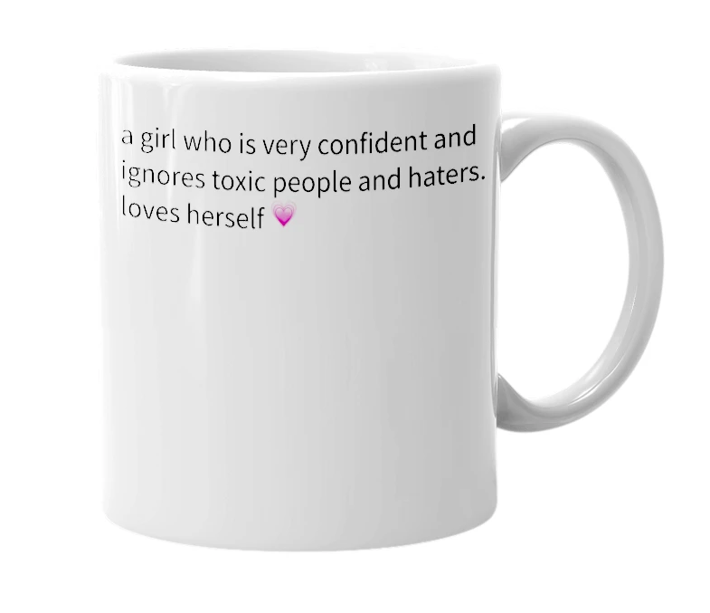 White mug with the definition of 'confident girl'