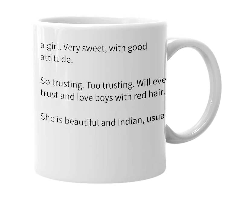 White mug with the definition of 'Preetha'