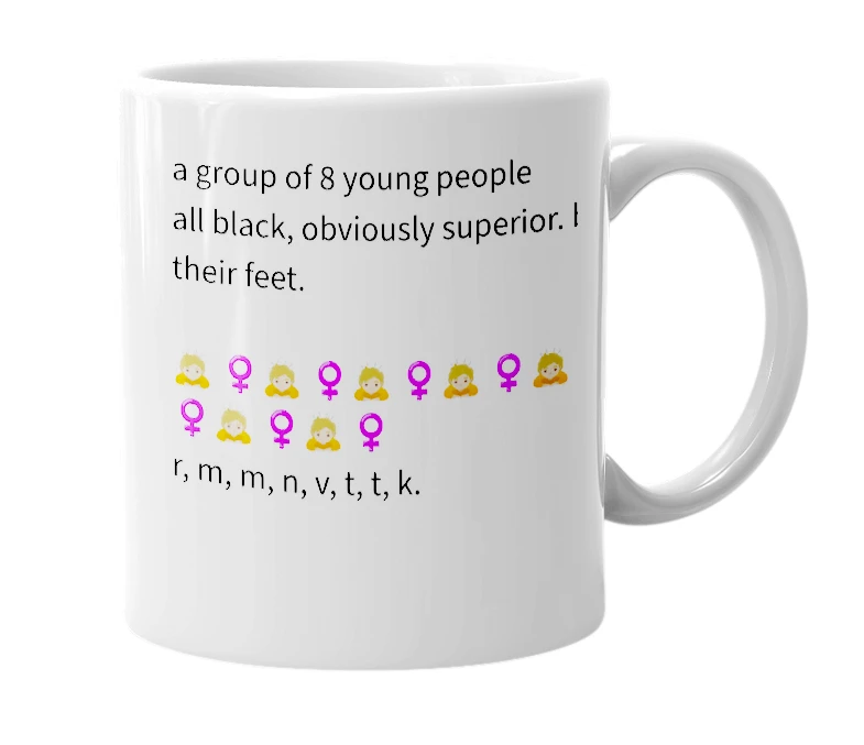 White mug with the definition of 'blaqgroupacc69'