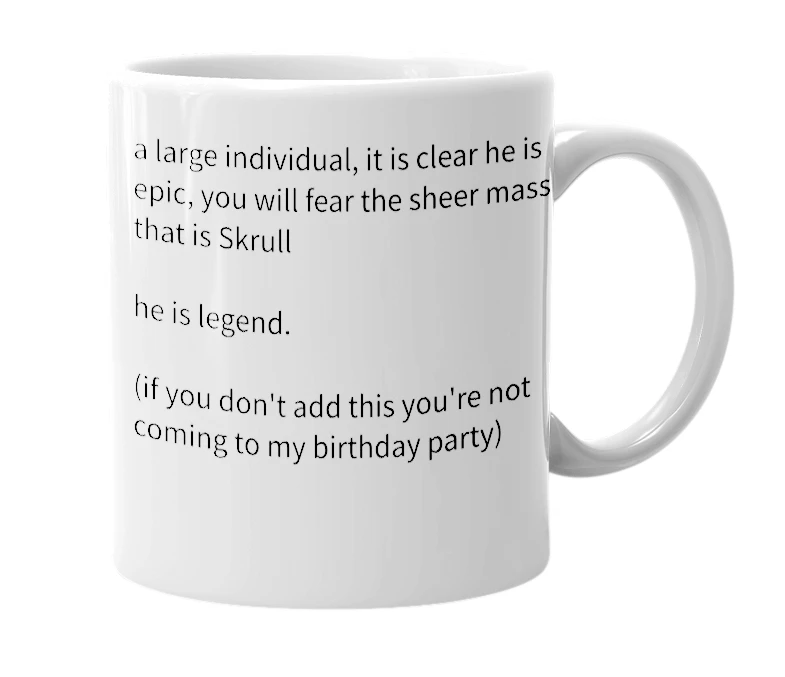 White mug with the definition of 'Skrull'