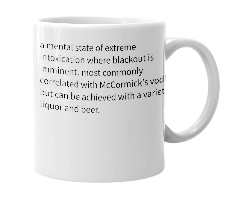 White mug with the definition of 'scrotyfucked'