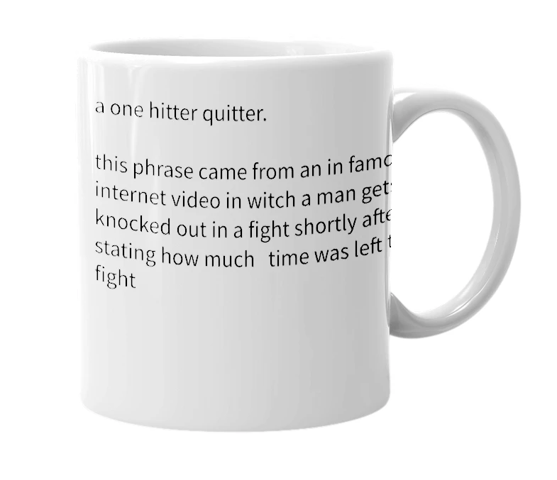 White mug with the definition of 'fifteen minute punch'