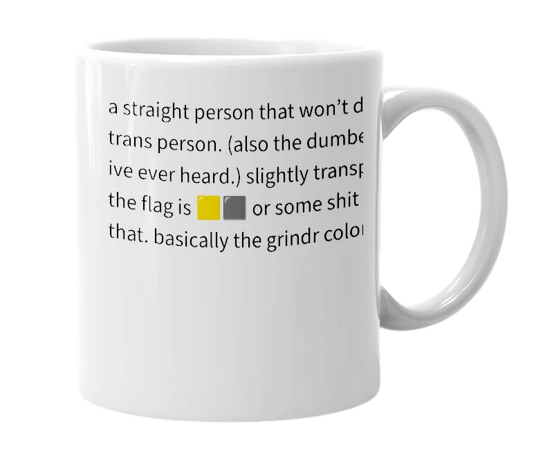 White mug with the definition of 'superstraight'