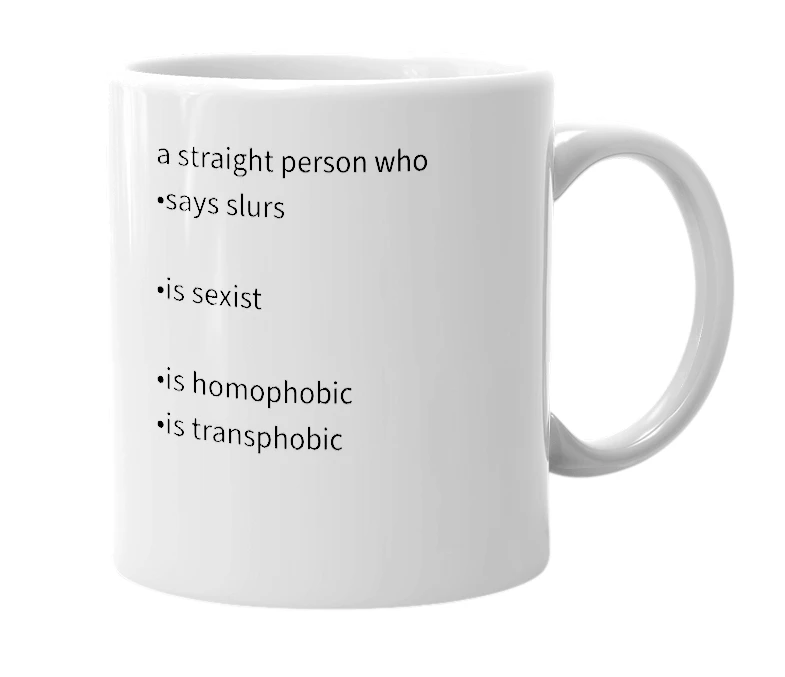 White mug with the definition of 'straggot'
