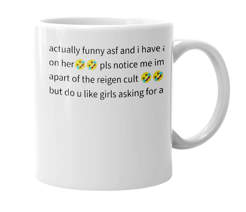 White mug with the definition of 'reigencult'