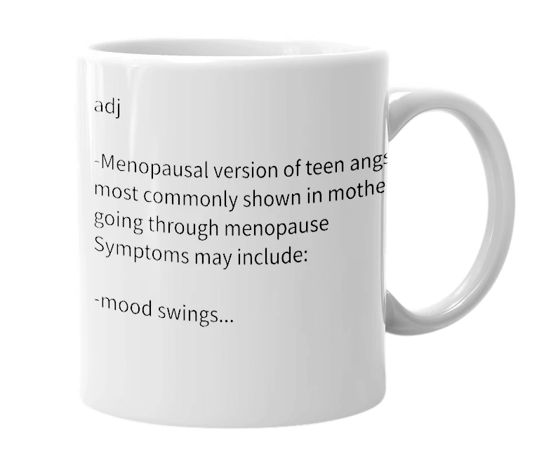 White mug with the definition of 'Mangst'