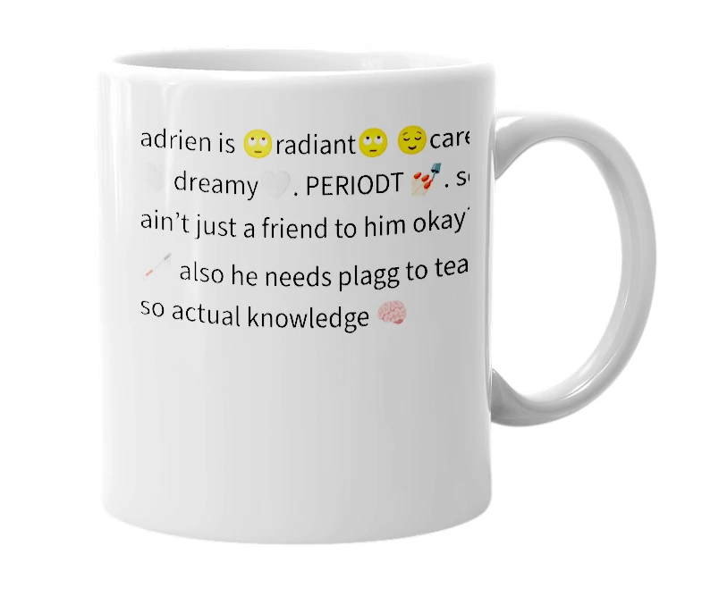 White mug with the definition of 'adrien'