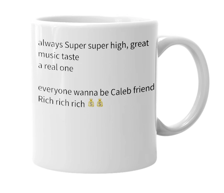 White mug with the definition of 'Caleb Whitehead'