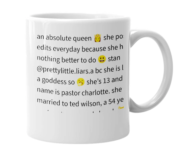 White mug with the definition of 'prettylittle.liars.a'