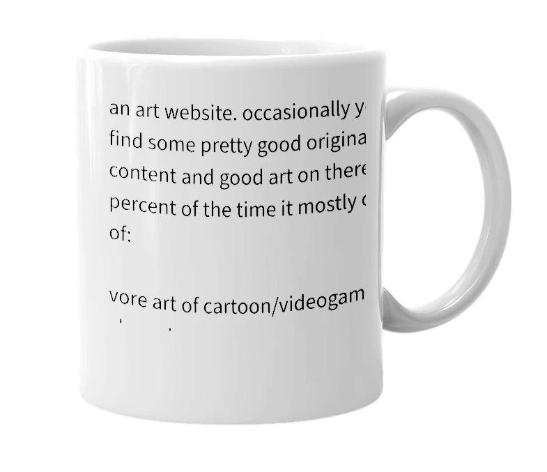 White mug with the definition of 'deviant art'