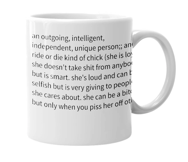 White mug with the definition of 'velky'